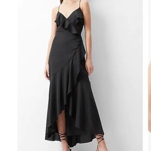 Never worn Express satin high low ruffle dress
